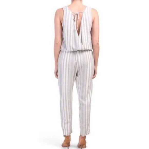 Anthropologie Cloth & Stone • Linen blend stripe jumpsuit - Picture 1 of 9